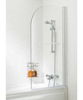 Lakes Curved Bath Screen with Optional Towel Rail, 800mm