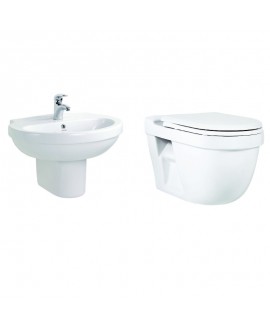 Daria Wall Hung WC Toilet with Basin and Half Pedestal